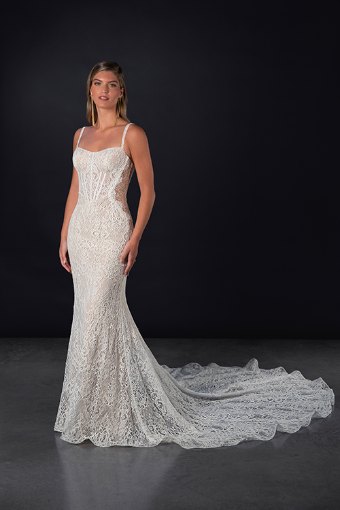 Martina Liana Style #ML1852 #0 default (IVRM-PL) Ivory Lace & Tulle over Rum Gown w Porcelain Tulle Illusion thumbnail
