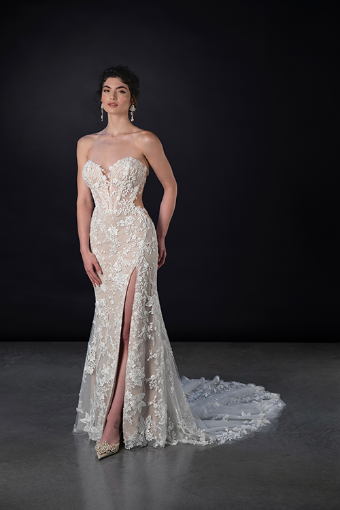 Martina Liana Style #ML1850 #0 default (IVRM-PL) IVR LACE & TULLE OVER RUM GOWN W PORCELAIN TULLE ILLUS & PLNG thumbnail