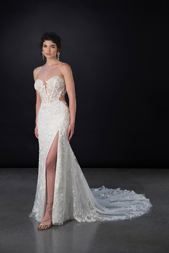 Martina Liana Style #ML1850 #2 default (IVRM-PL) IVR LACE & TULLE OVER RUM GOWN W PORCELAIN TULLE ILLUS & PLNG thumbnail