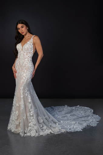 Martina Liana Style #ML1908 #0 default (IVRM-PL) Ivory Lace & Tulle over Rum Gown w Porcelain Tulle Illusion thumbnail
