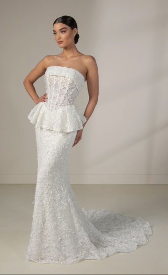 Martina Liana Luxe Style #MLE1411 with Peplum #0 default (IV-IV) Ivory Lace and Tulle over Ivory Gown thumbnail