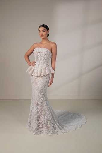Martina Liana Luxe Style #MLE1411 with Peplum #1 (IV-IV) Ivory Lace and Tulle over Ivory Gown thumbnail