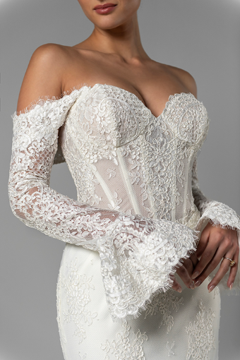 Martina Liana Luxe Style #MLE1427 #2 default (IV-IVR) Ivory Lace and Tulle over Ivory Gown thumbnail