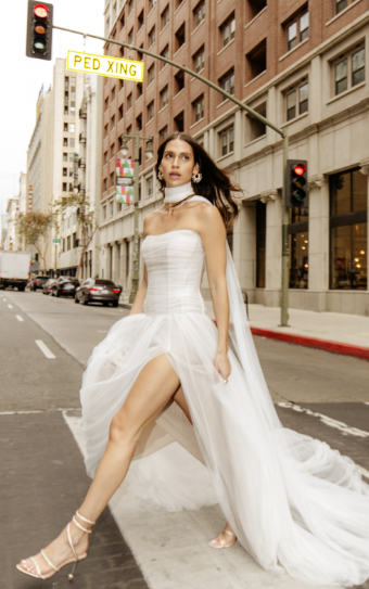 All Who Wander Style #SABINE with shawl #0 default (IV-IV) IVORY FRENCH TULLE OVER IVORY GOWN W IVORY SHAWL thumbnail